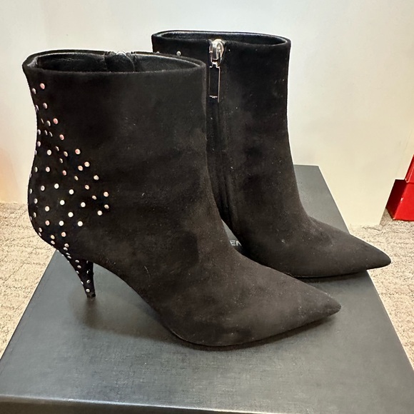 Saint Laurent Black Suede Ankle Boots with Silver Studs - Picture 3 of 5